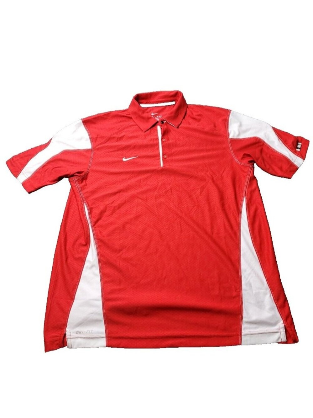 Nike Dri Fit Shirt Mens L Large Short Sleeve Red Polo Golf Athletics Football
